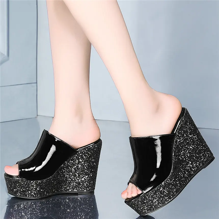 Punk Oxfords Shoes Women Genuine Leather Wedges High Heel Gladiator Sandals Female Peep Toe Platform Pumps Shoes Casual Shoes