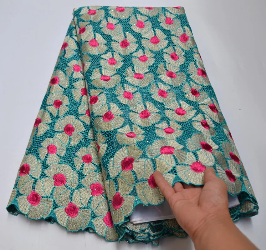 Высококачественная кружевная ткань из 100% хлопка с вышивкой швейцарская вуаль