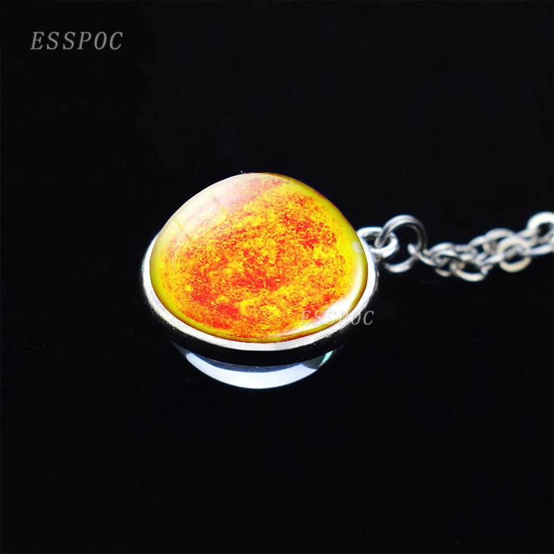 Полнолуние стеклянный шар планеты Кабошон ожерелье двухсторонний кулон