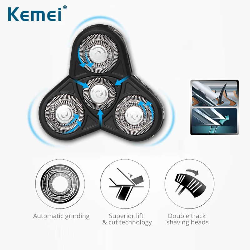 Электробритва Kemei для мужчин триммер бороды волос носа ЖК дисплей 4 лезвия