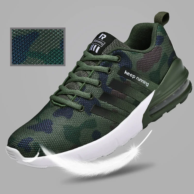 Newbeads Men's Lace Up Running Sneakers Shoes Male Casual Breathable Sports Camouflage Athletic Outdoor Lightweight Shoes