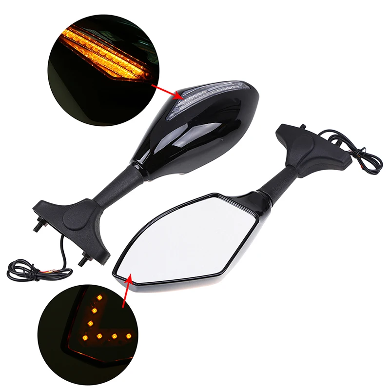 Posbay Кафе Racer зеркала для Honda Suzuki Kawasaki Yamaha светодиодный индикатор мотоцикл