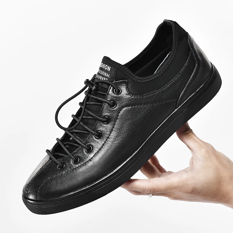 Черно-белые кроссовки мужская обувь повседневная модная кожаная удобная ручной