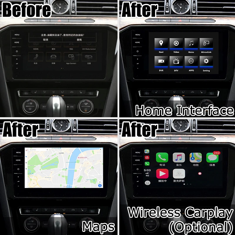 Android/carplay интерфейс коробка для Volkswagen Passat Tiguan Golf 6,5 8 9,2 Откройте для себя pro gps навигация видео интерфейс Lsailt