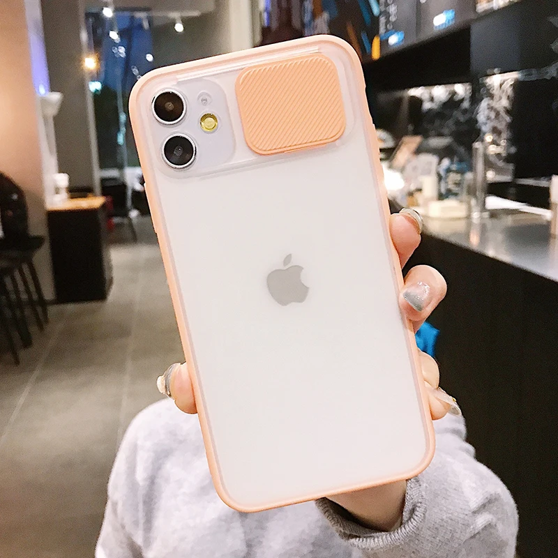 Slide Camera Lens Protection Silicone Phone case For iPhone 11 Pro Max X XR XS MAX 6 6S 7 8 Plus Soft TPU Candy Color Case | Мобильные