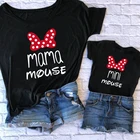 Футболки для семьи, мама и мама, MIMI Mouse, подходящая одежда, летние хлопковые топы, семейный образ, Женская футболка для мамы и дочки
