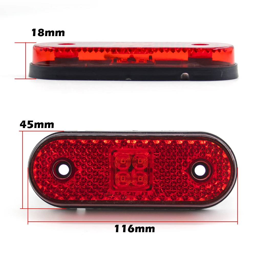 4/6/10Pcs 4 LED 12V 24V Side Marker Light Turn Signal Rear Tail Clearance Lamp Car Truck Tractor RV Trailer Lorry Pickup Bracket |