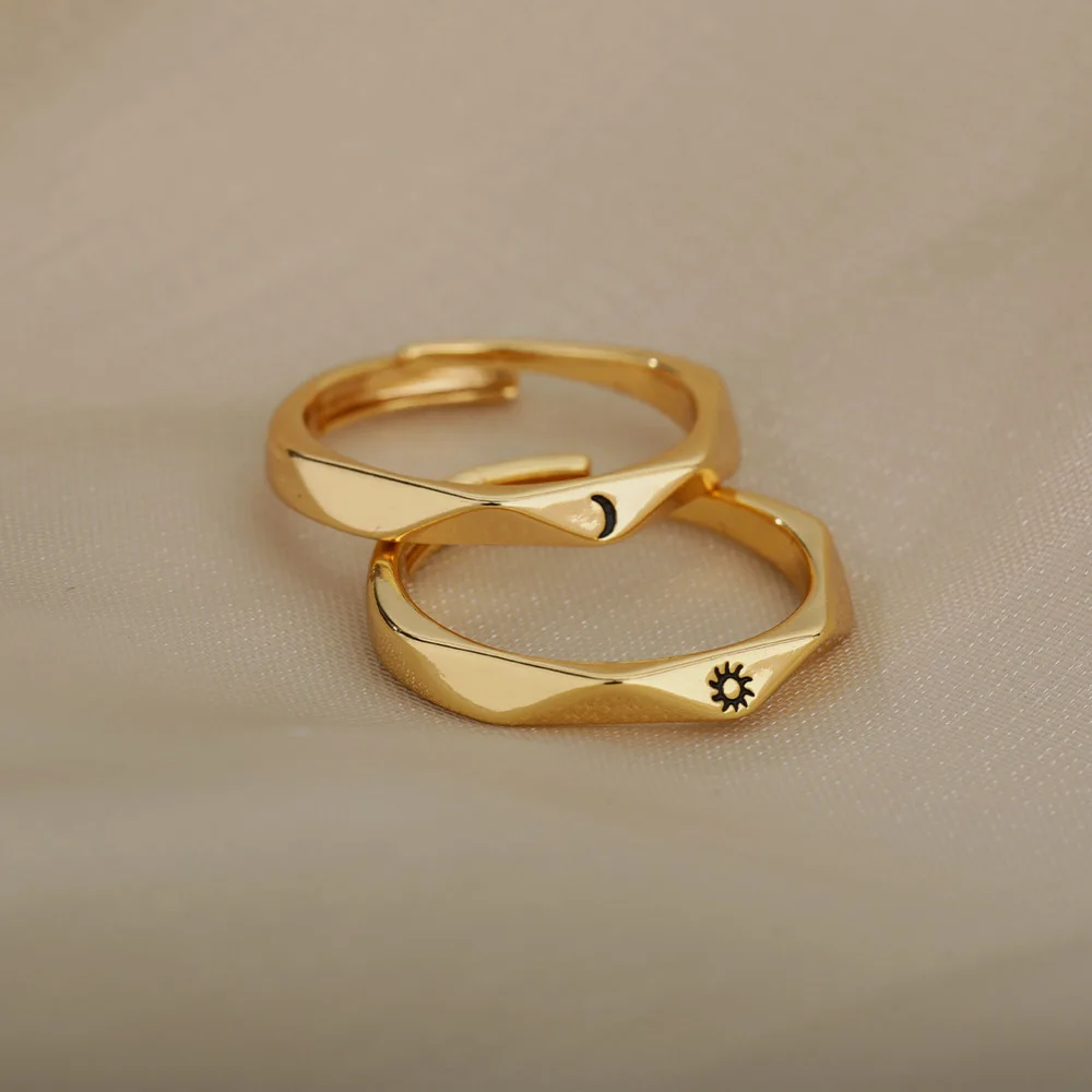 

2pc The Sun And Moon Rings For Women Men Lover Couple Ring Engagement Wedding Matching Ring Set Vintage Jewelry Gift Bague