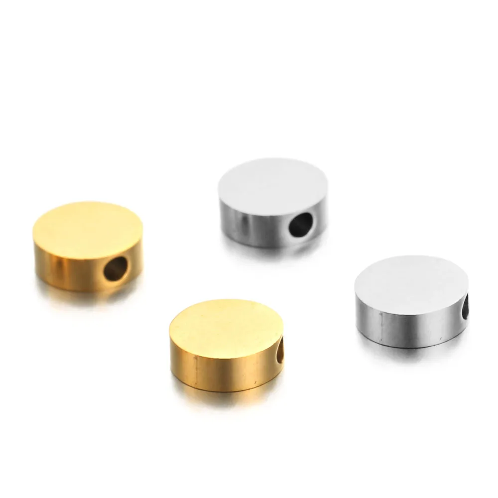 10 шт./лот плоские круглые подвески диск из нержавеющей стали подвеска золотого и