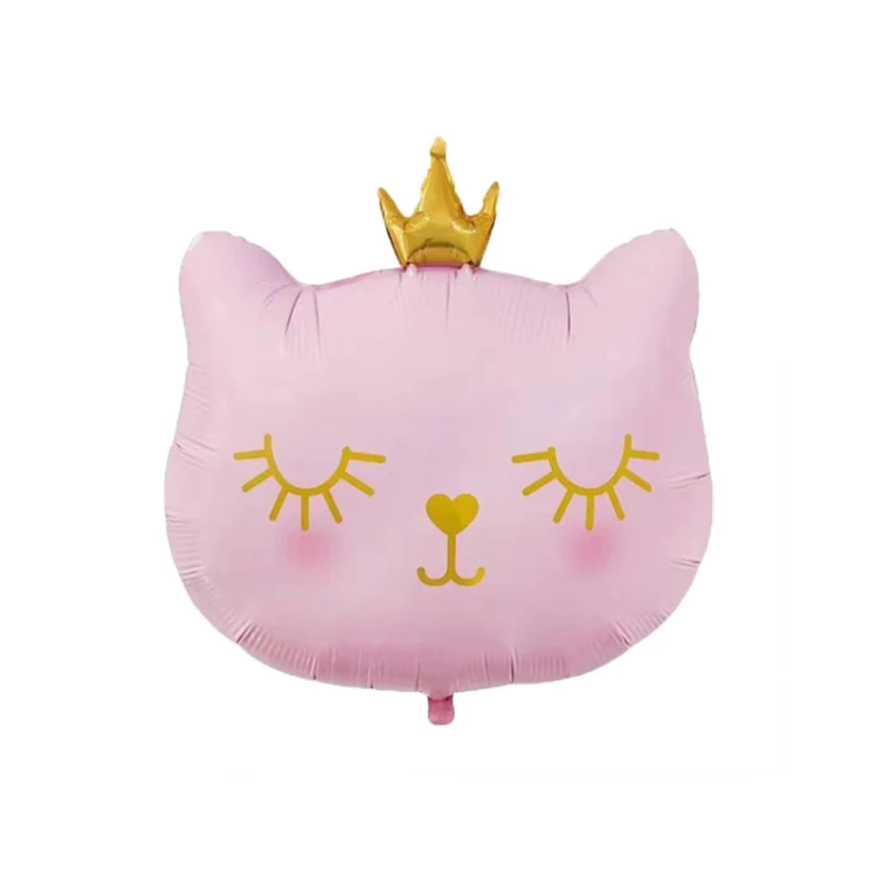 10 Uds gran corona gato globo de la cabeza Globos de papel de aluminio de gato lindo globo de helio de cumplea&ntilde;os decoraci&oacute;n infantil de juguetes Globos proveedor para eventos y fiestas-3