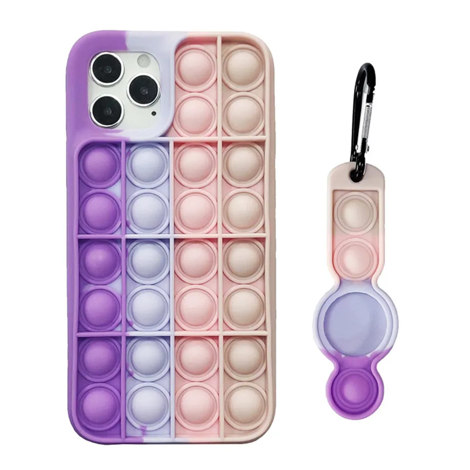 

10pcs/Lot Mixed PopIt Phone Case And Apple Airtag Set For Iphone Relief Stress Toy Bubble Soft Cover Wholesale