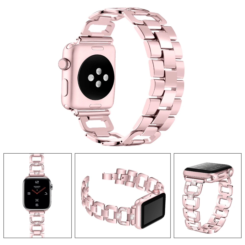 Ремешок из нержавеющей стали для Apple Watch стразы бриллиантовый ремешок 38 мм 42 серия