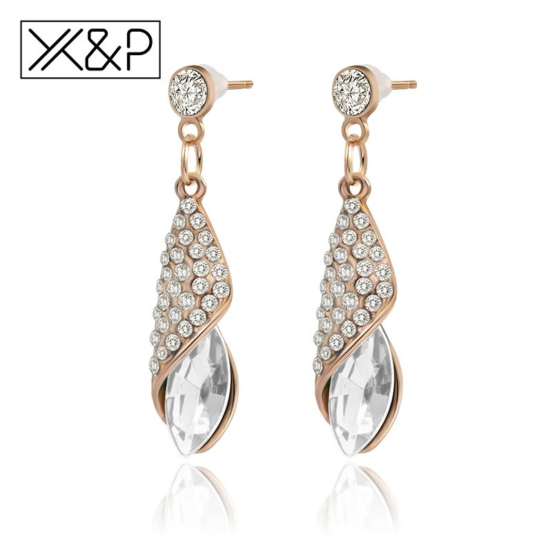 X & P модные серьги капли стразы сплав золото длинные для женщин девушек капля воды