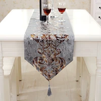 table decoration modern gray table runner luxury velvet flower table cloth for wedding party european tasseled tablecloths