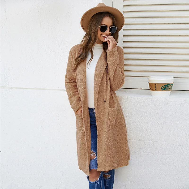 

2020 Hot Style European and American Loose Winter Long-Sleeved Plush Woole Women's Coat