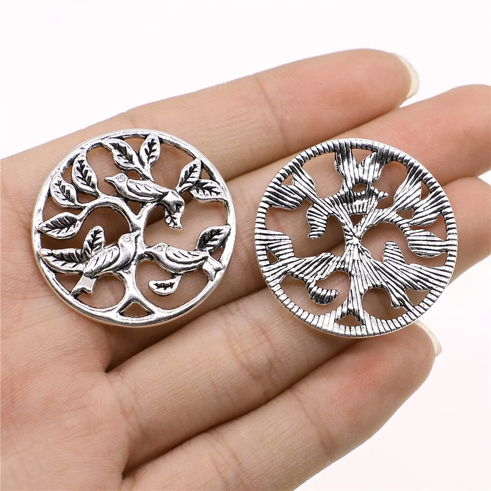 

10pcs Charms Tree Bird Antique Silver Color 33mm Metal Alloy Jewelry DIY Accessories
