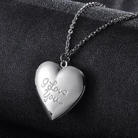 10pcslot heart photo frames locket necklaces i love you letter pendant necklace jewelry can open for women gift