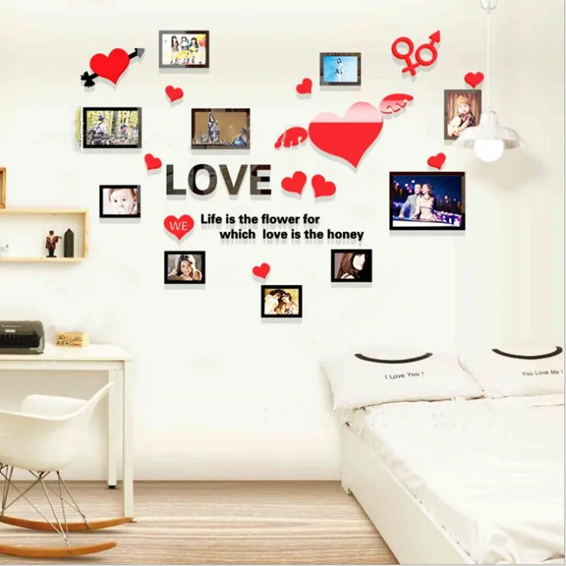 3D акриловые настенные наклейки сделай сам любовь рама для фото дивана свадьбы
