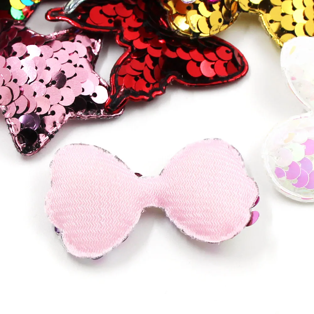 10Pcs Bows/Heart/Butterfly Patches Sequin For Clothes Hair Clips On Glue DIY Sew Padded Appliques Crafts | Дом и сад