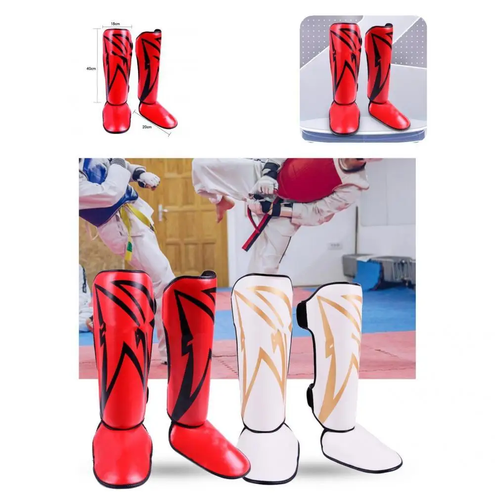 

Non-slip 1 Pair High Quality Taekwondo Shin Pad with Foot Protector Breathable Karate Leg Protector Ergonomic for Adults