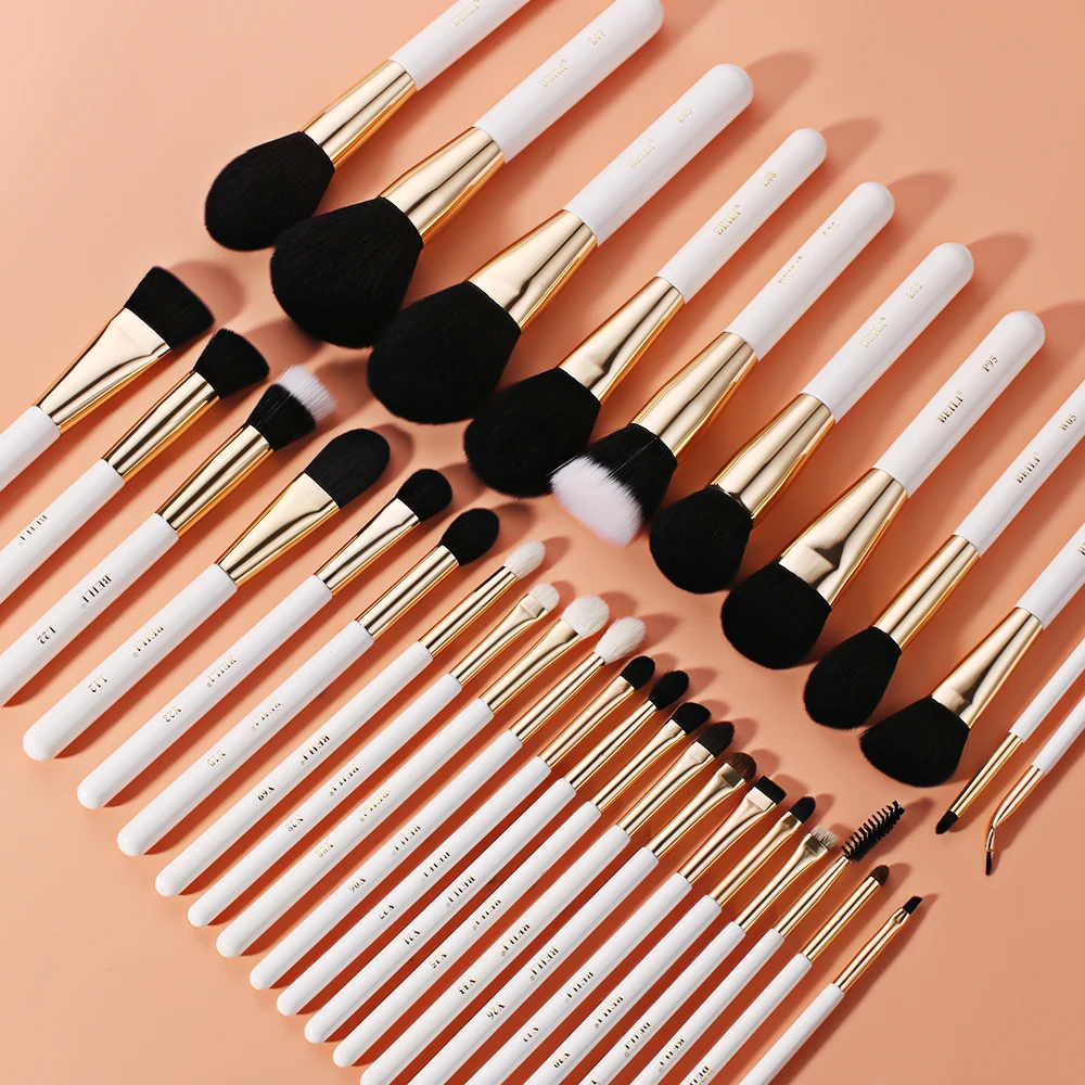 BEILI роскошные белые Золотые кисти для макияжа из козьей шерсти профессиональная