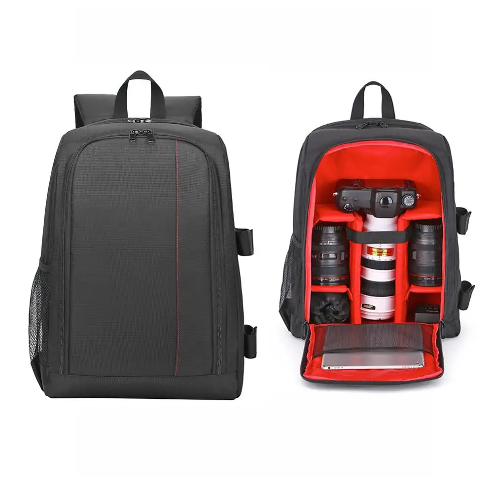 Водонепроницаемая нейлоновая камера для хранения Backpak сумка через плечо большая емкость рюкзак для переноски штатив чехол для объектива для DSLR камеры - Цвет: Style C Red