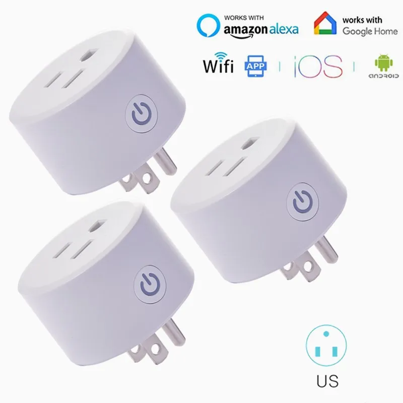 

Смарт-розетка с поддержкой Wi-Fi, американской розеткой, 10 А, 90-250 В