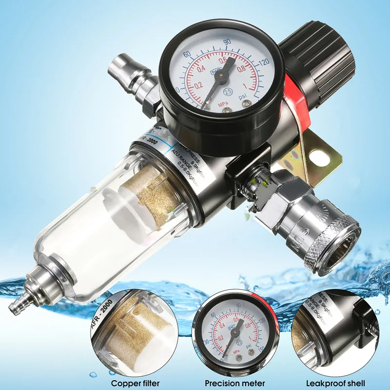 1/" 30-120PSI воздушный компрессор фильтр 40 микрон сепаратор воды ловушка Набор инструментов с регулятором датчик светильник фильтр для веса