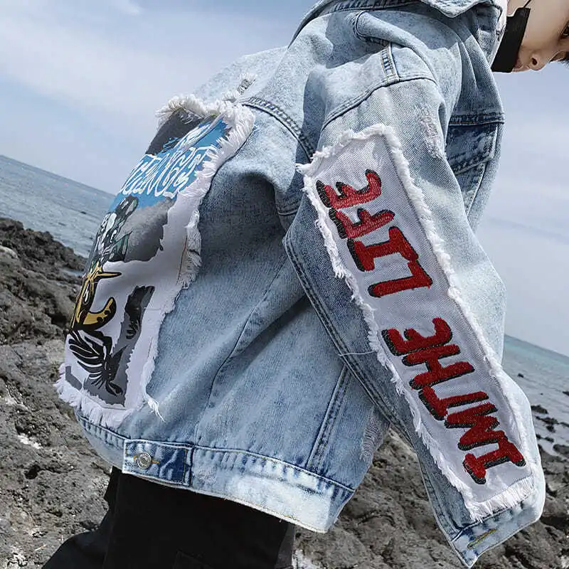 

Teen denim coat men's autumn and winter new jeans Korean version of slim fashion jacket baseball jacket men