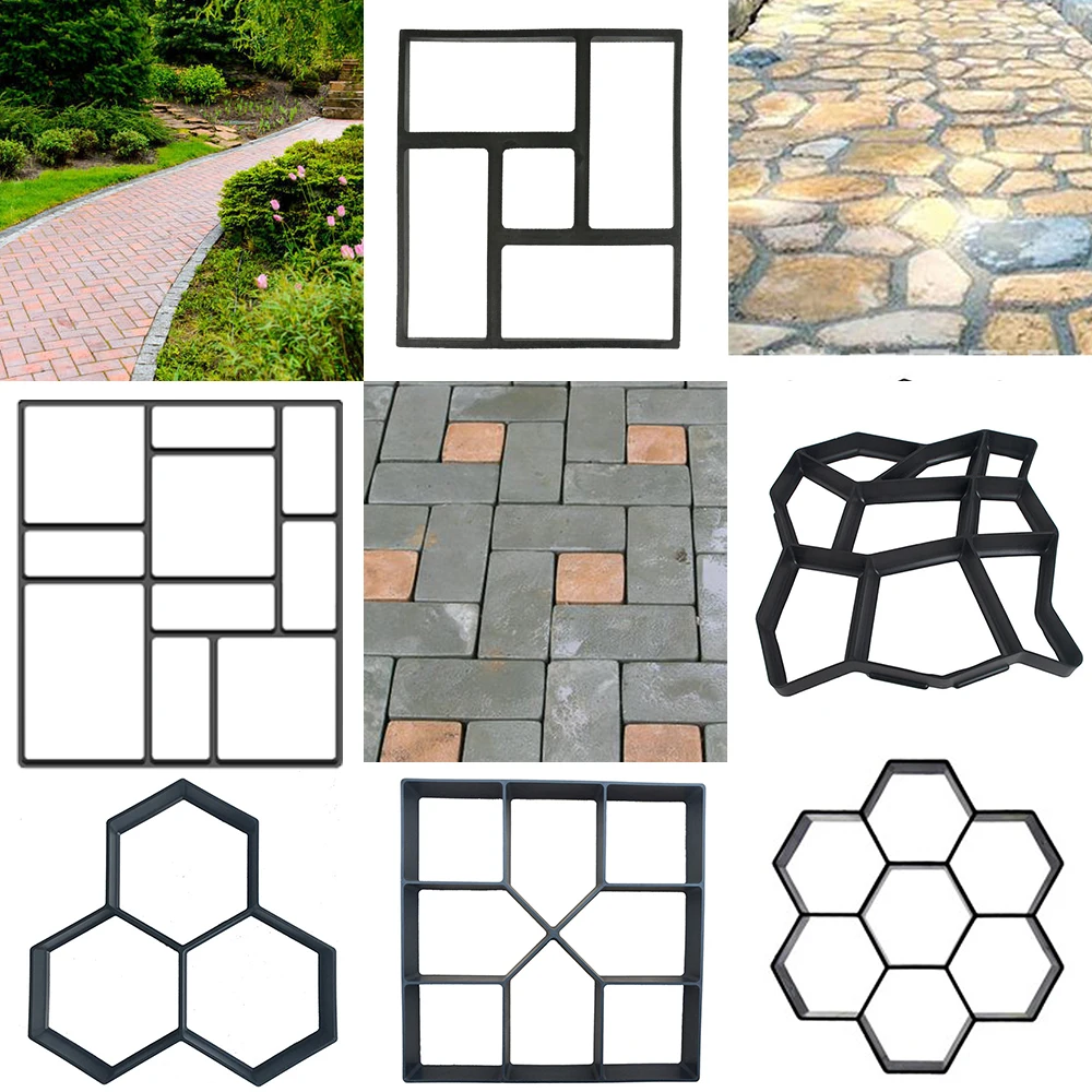 

Concrete Molds Path Maker Mold DIY Reusable Concrete Paving Mold Cement Brick Mold Stone Garden Floor Road Pave Scraper Trowel