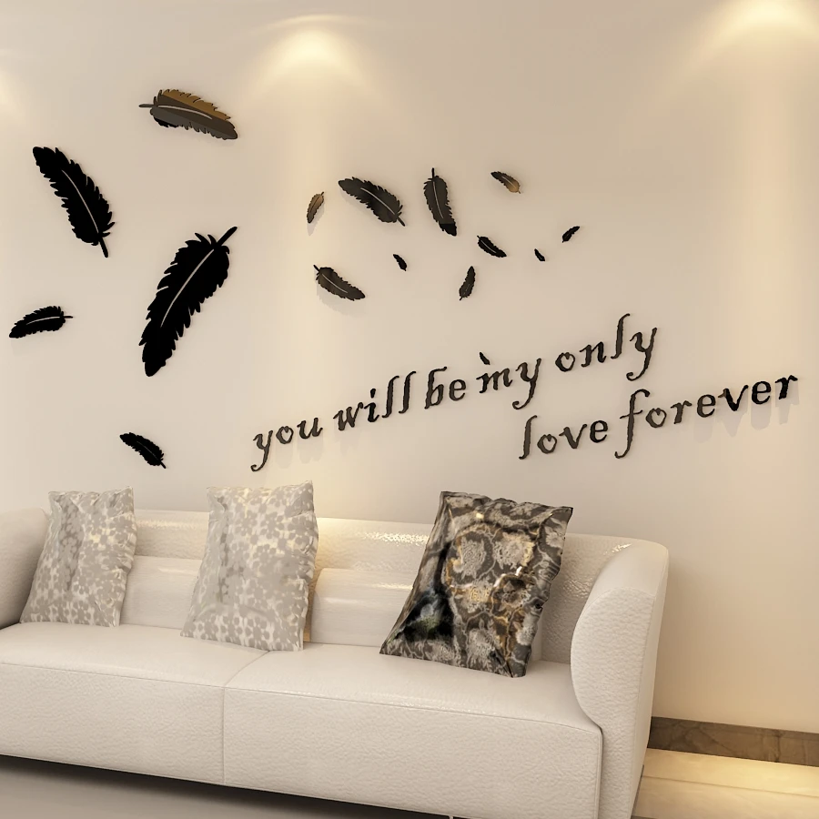 WS27 Minimalist creative mirror 3D stereoscopic wall sticker acrylic restaurant, bedroom, living room sofa background wall