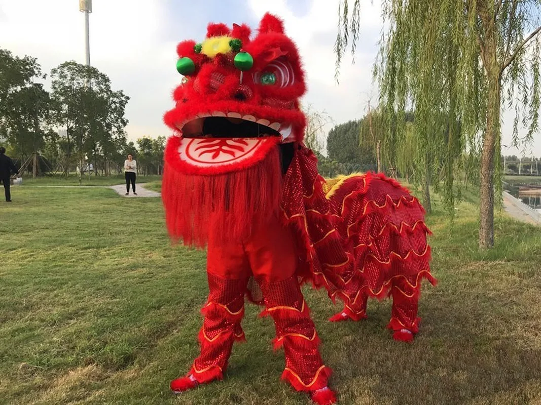 New Lion Dance Costume Chinese Folk Art Equipment Lion Dance Head Double Adult Lion Dance Mascot Costume Southern Lion Dancing