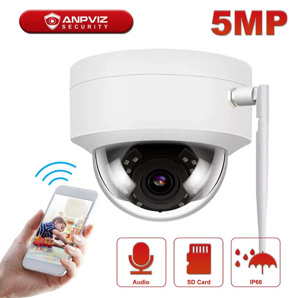 Anpviz 5MP WiFi IP камера CCTV безопасности TF слот для карты приложение CamHi Аудио