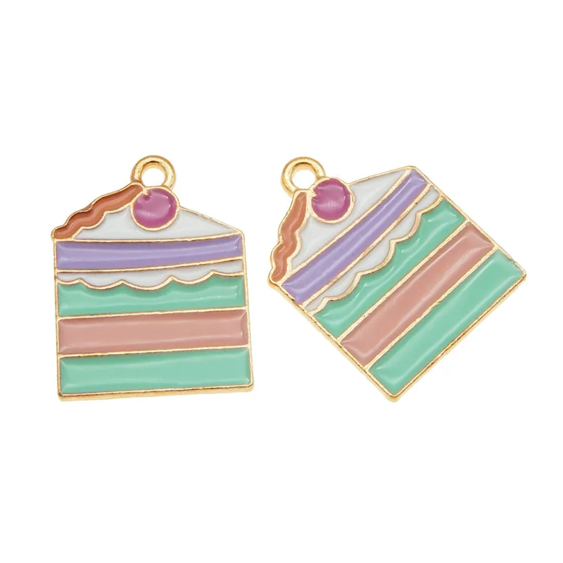 6 шт./упак. многослойное платье Ломтик Cherry подвески из эмалированного сплава