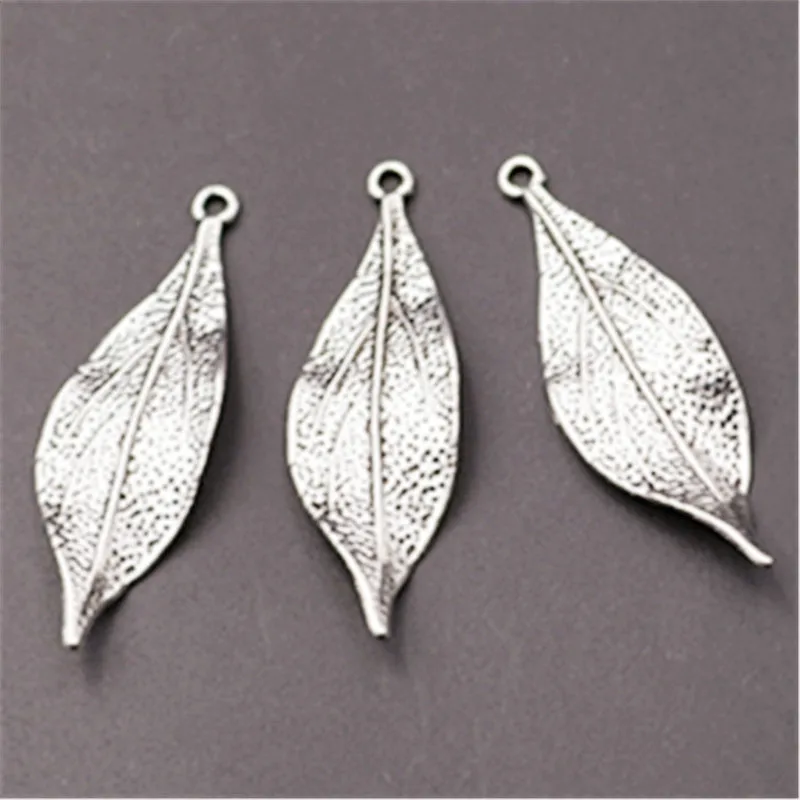 10pcs Silver Plated Orchid Blade Charm Alloy Pendants for Earring Necklace DIY Fashion Jewelry Findings 49*16mm A778 | Украшения и