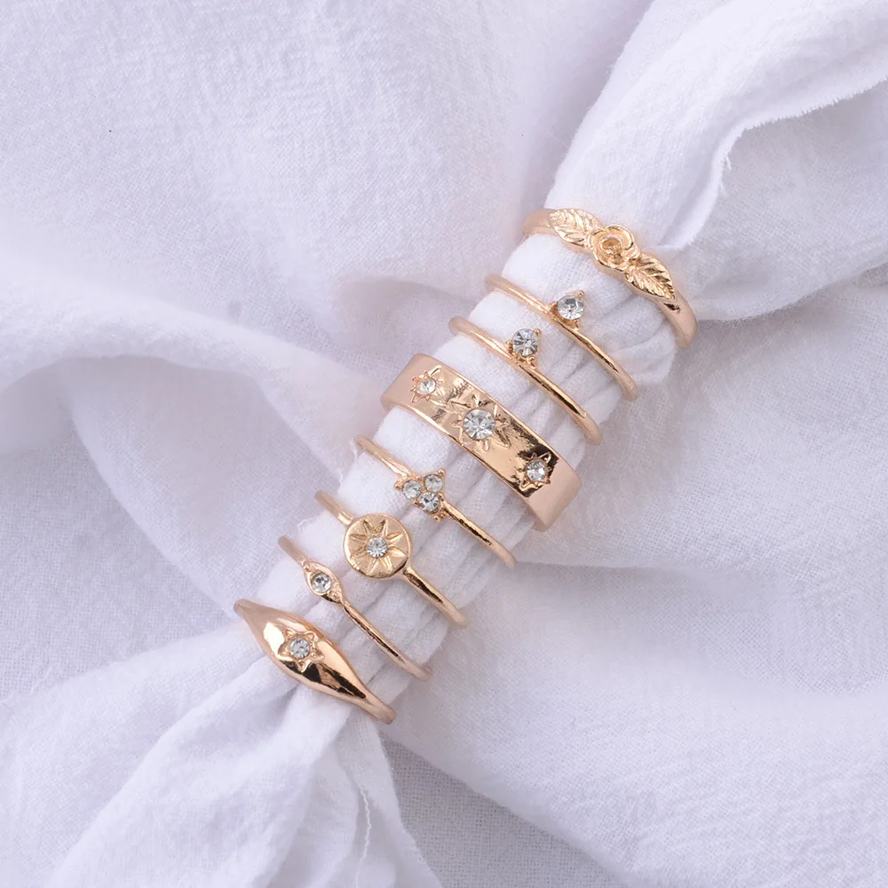 8 шт./компл. кольцо на палец с цветком и кристаллами в богемном стиле | Украшения