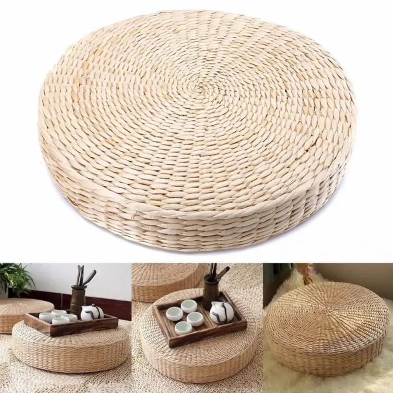 

Round Straw Weave Seat Cushion Tatami Meditation Futon Handmade Pillow 40*6 cm Yoga Chair Japanese Style Seat Floor Mat