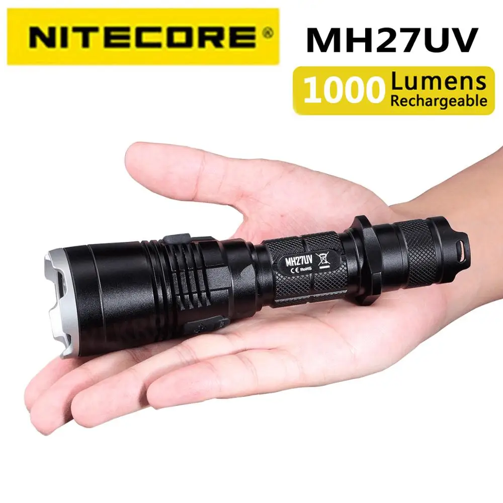 Original Nitecore MH27UV CREE XP-L HI V3 1000 lumens 365nm ultraviolet red blue flashlight USB rechargeable | Лампы и освещение