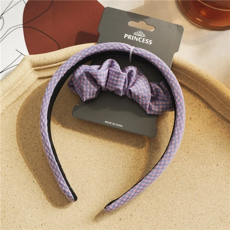 

Pure color plaid hair hoop large intestine circle hair accessory set ins female hair three-piece hair circle