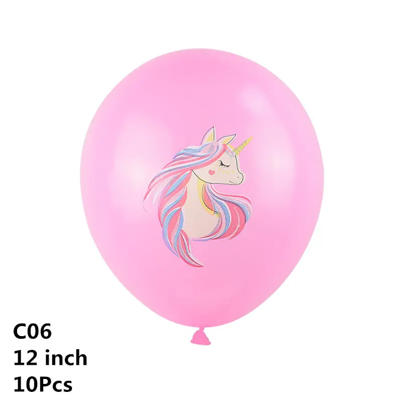 10pcs-C06 10 шт. 12 дюймов Единорог латексные шары Набор DIY мультфильм Лошадь Единорог шары принцесса день рождения украшения свадебные шары - Цвет: 10pcs-C06