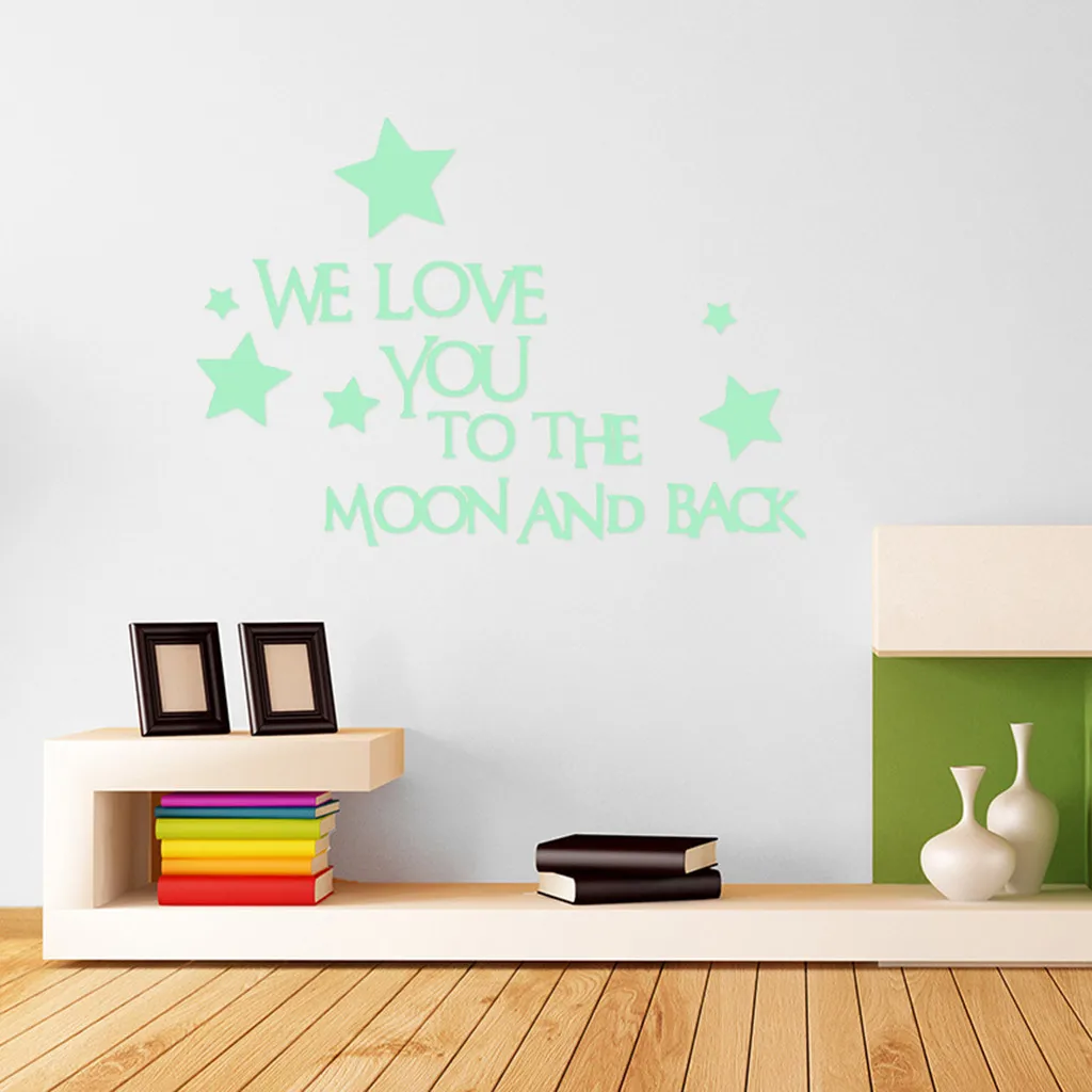 3D Наклейка на стену с надписью We Love You To The Moon And Back | Дом и сад