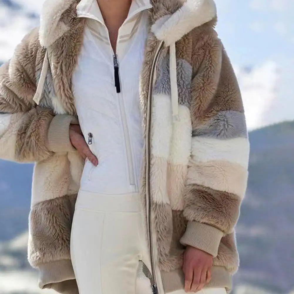 

Plus Size Plush Hooded Sweatershirt Coats Long Sleeve Warm Cardigan Outwear Teddy Cozy Jacket Fashion Women Autumn Winter
