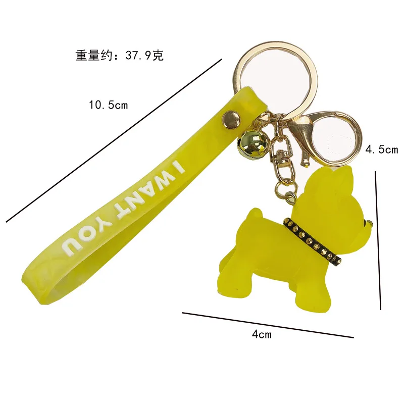 

New crystal PVC soft rubber key ring Dou dog South Korea Shiba Inu cartoon transparent doll lovers backpack pendant keychain