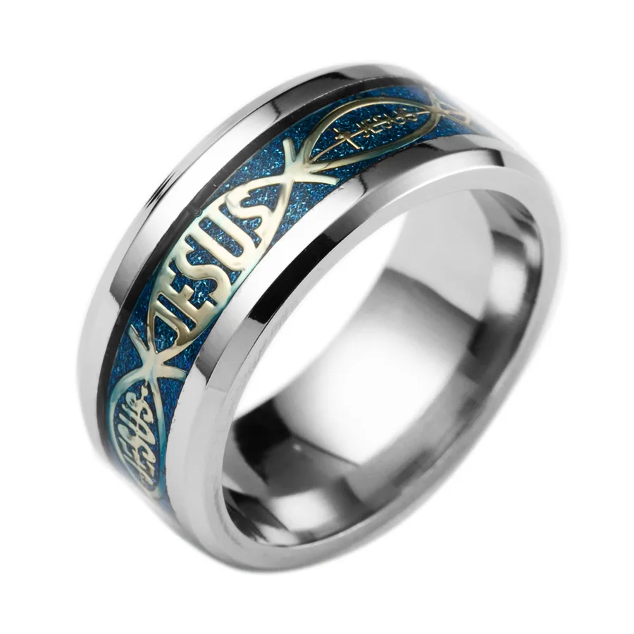 

2021 Jesus Letter 316L Stainless Steel Ring For Religious Christian Men Women Gift Jewelry Serenity Male Bible Cross Rings