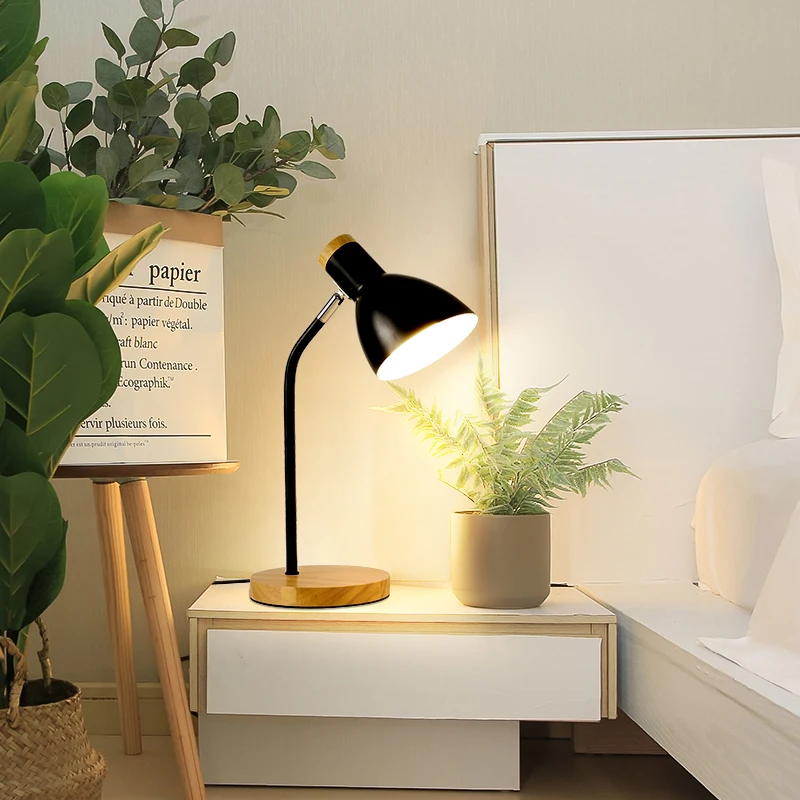 Modern Wood Table Lamp 6 Colours Metal Shade Desk lamp Bedside Bedroom Dimmable adjustable Reading Light Decor Lighting | Освещение