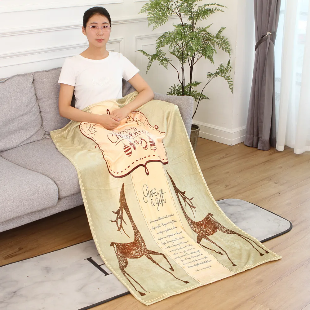 OUNEED Christmas Blanket Flannel Fabric Sofa Bed Blanket 150x200CM Office Children Towel Portable Car Travel Cover Blanket#45