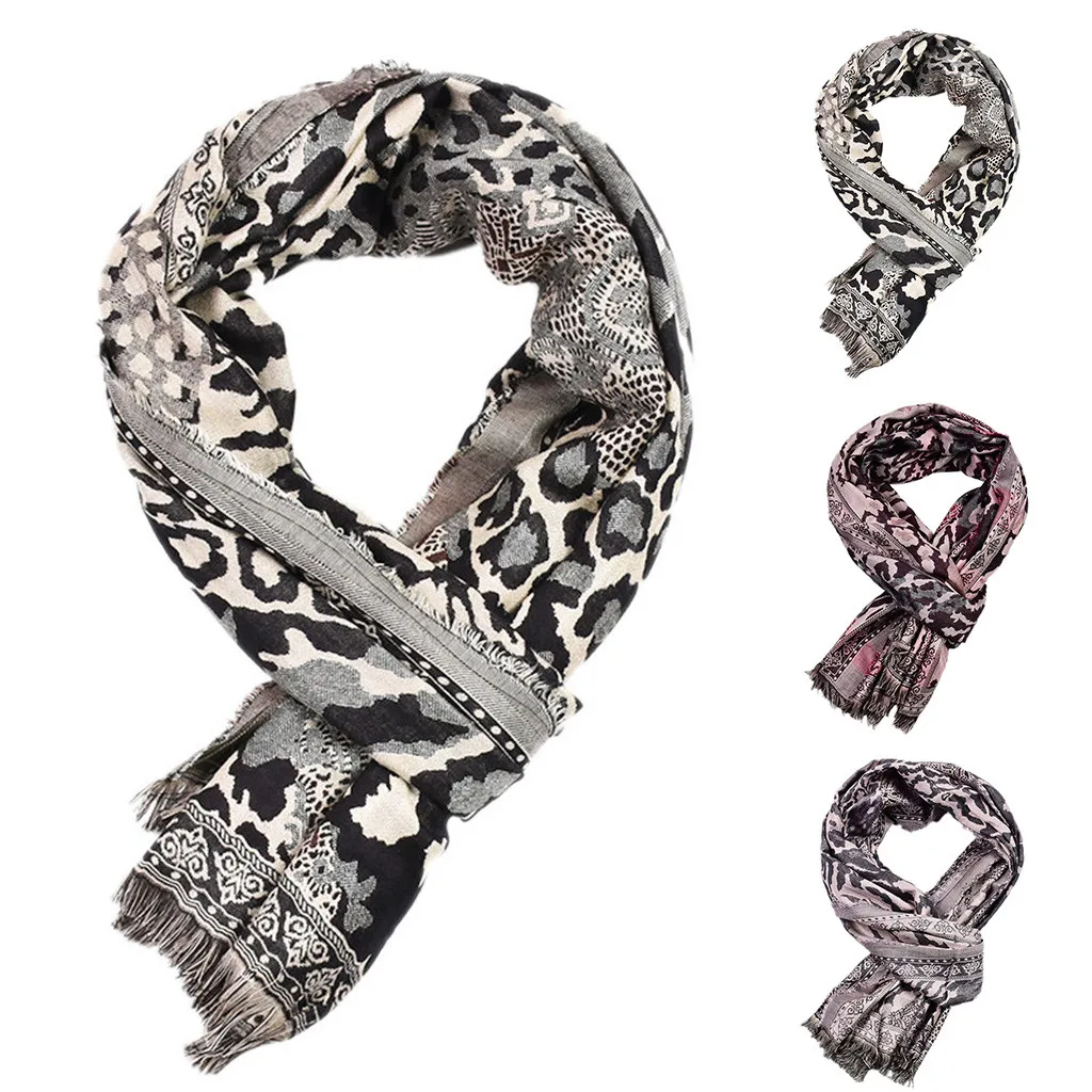 Мягкий зимний шарф унисекс с леопардовым принтом длинные зимние шарфы со змеиным