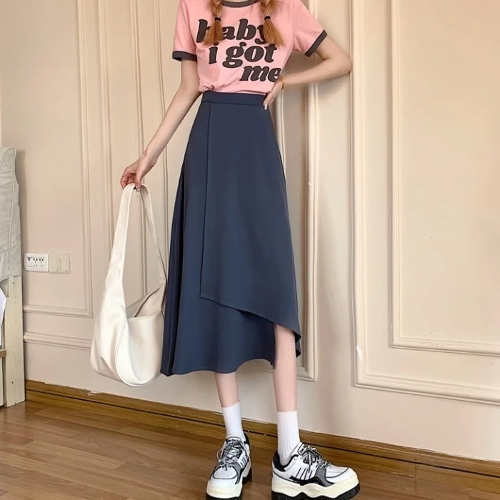 

Irregular Skirt Women's Summer Salt Wear Matching Skirt Small Design Long Chiffon line Thin Umbrella Skirt