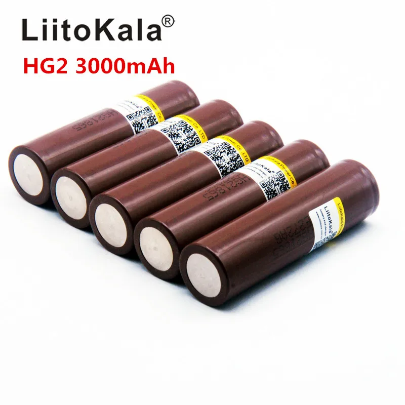 LiitoKala для HG2 18650 18650 3000 mAh перезаряжаемый аккумулятор для электронных сигарет высокого разряда, 30A высокий ток