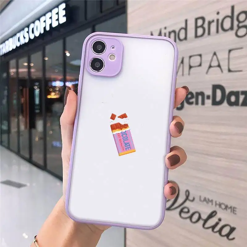 

Phone Case For iPhone 12 11 Mini Pro XR XS Max 7 8 Plus X Cartoon fruit Simplicity Art aesthetics Matte transparent Purple Cover